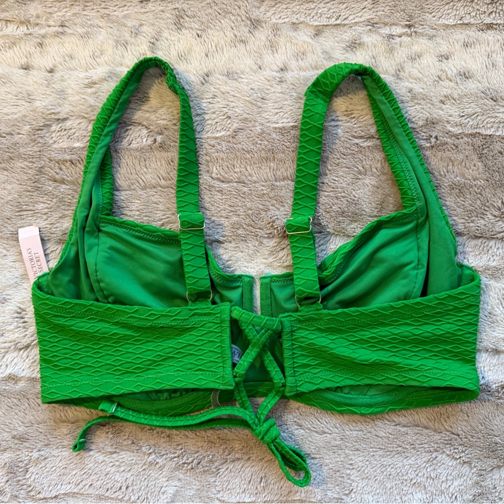 NWT VICTORIA'S SECRET SWIM Full Coverage Bikini Top in Jade Green Size 40DD - Picture 7 of 9